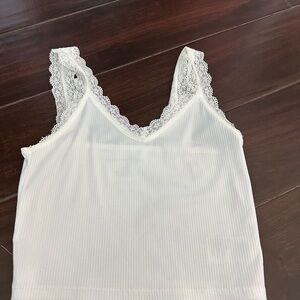 White Lace Trim Tank Top